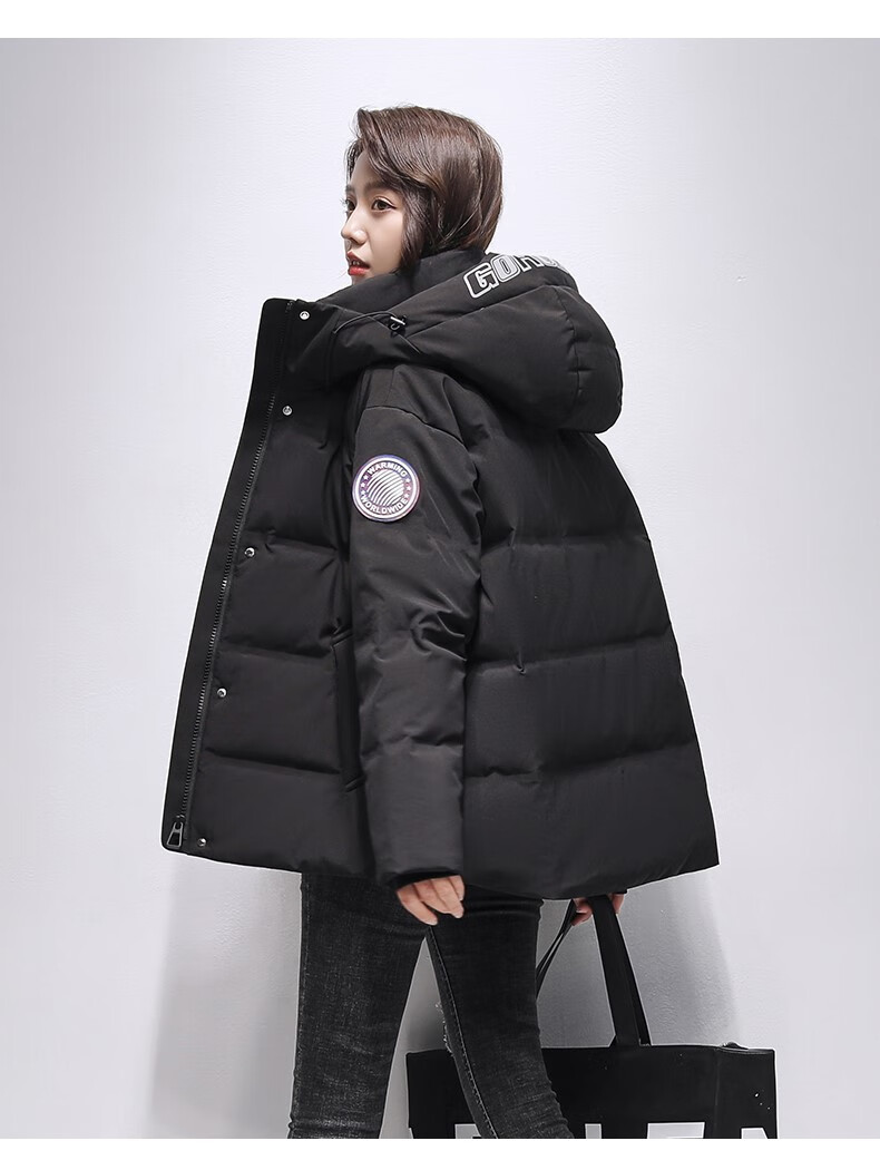 雪中飞羽绒服女时尚休闲保暖防风小众女士羽绒服 明月蓝5190 155/80a