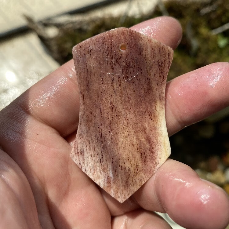 老凤凰天然骆驼骨血料满蝌蚪纹手工雕刻未脱脂驼骨手把件三界牌吊坠