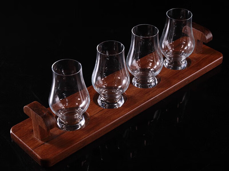 日式木质酒杯托酒吧西餐厅红酒型手提柄酒架啤酒试饮品尝杯托盘 4孔杯