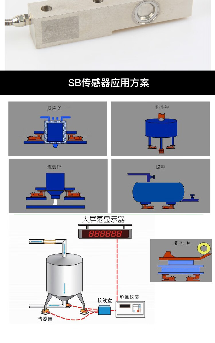 柯力sb传感器悬臂梁小地磅料斗秤称重感应器压力传感器500kg3吨 sb