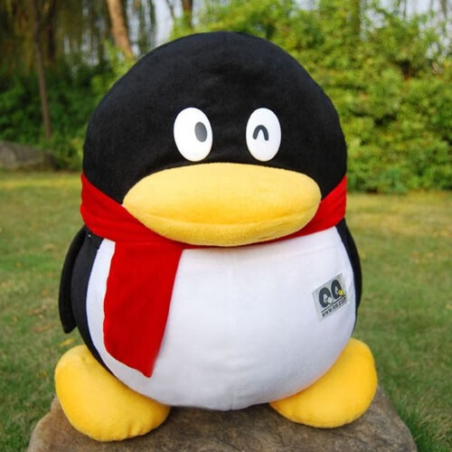 qq企鹅公仔腾讯毛绒玩具情侣布娃娃一对玩偶45cm女生日结婚庆礼物q妹