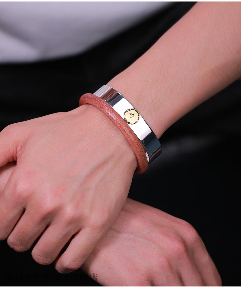 斯特克伦堡 一生之环手工goros高桥吾郎皮手环日本枥木鞍革皮环男女