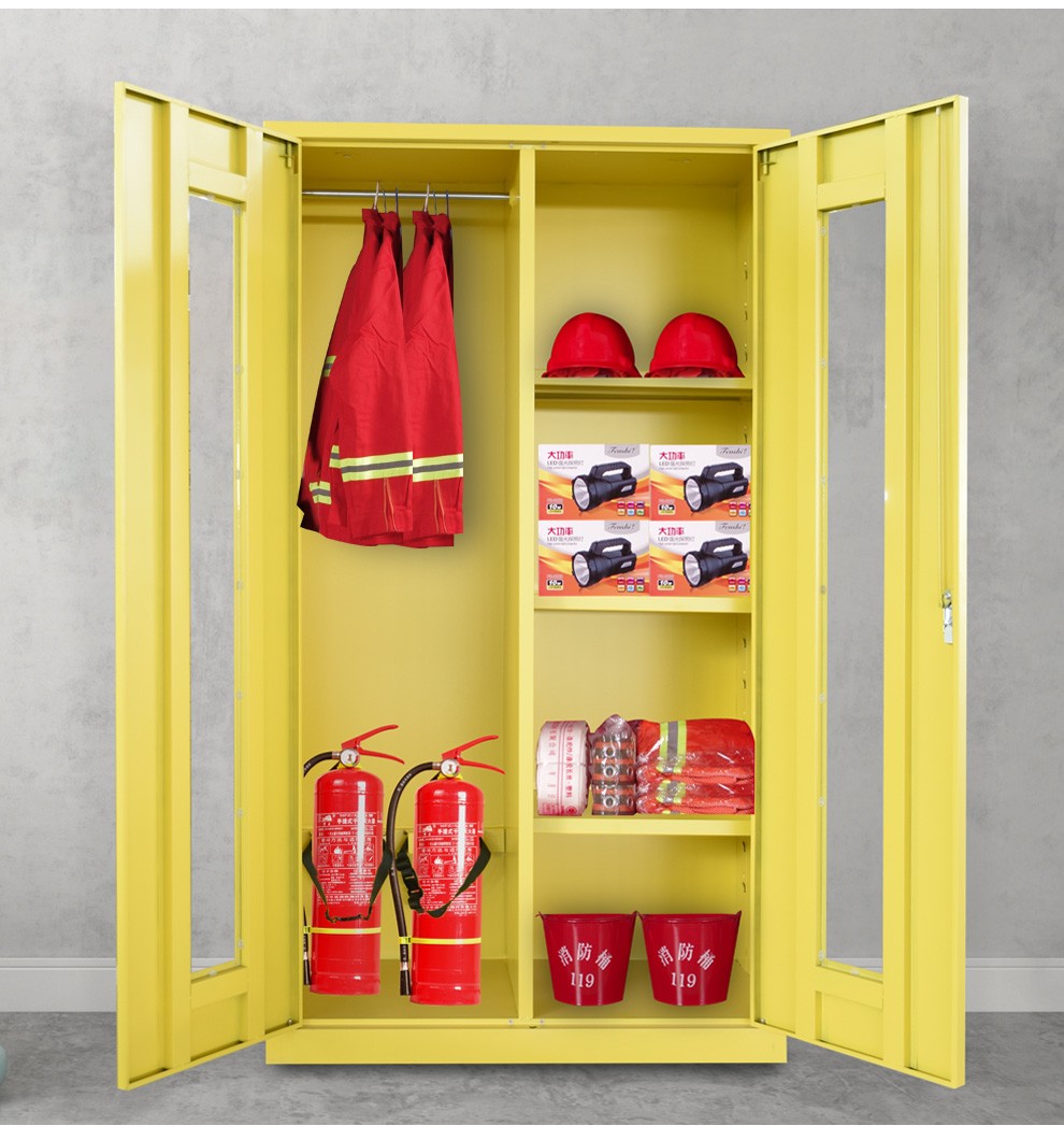 展示柜防火防汛微型消防站安全器材柜1920905m黄双门应急物资柜09mm