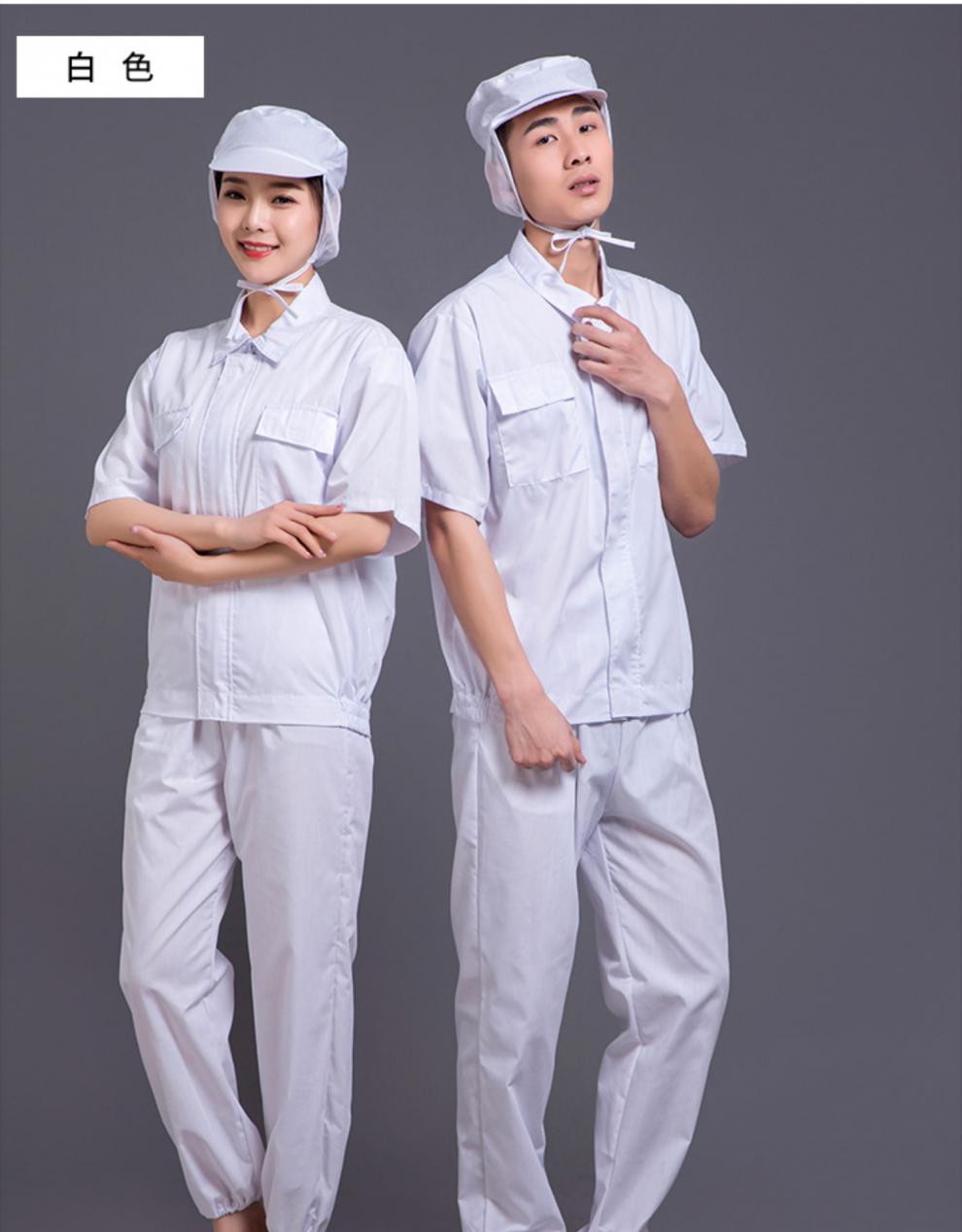 劳保工作服大厂工作服食品厂工作服夏季短袖套装防尘透气劳保服男女