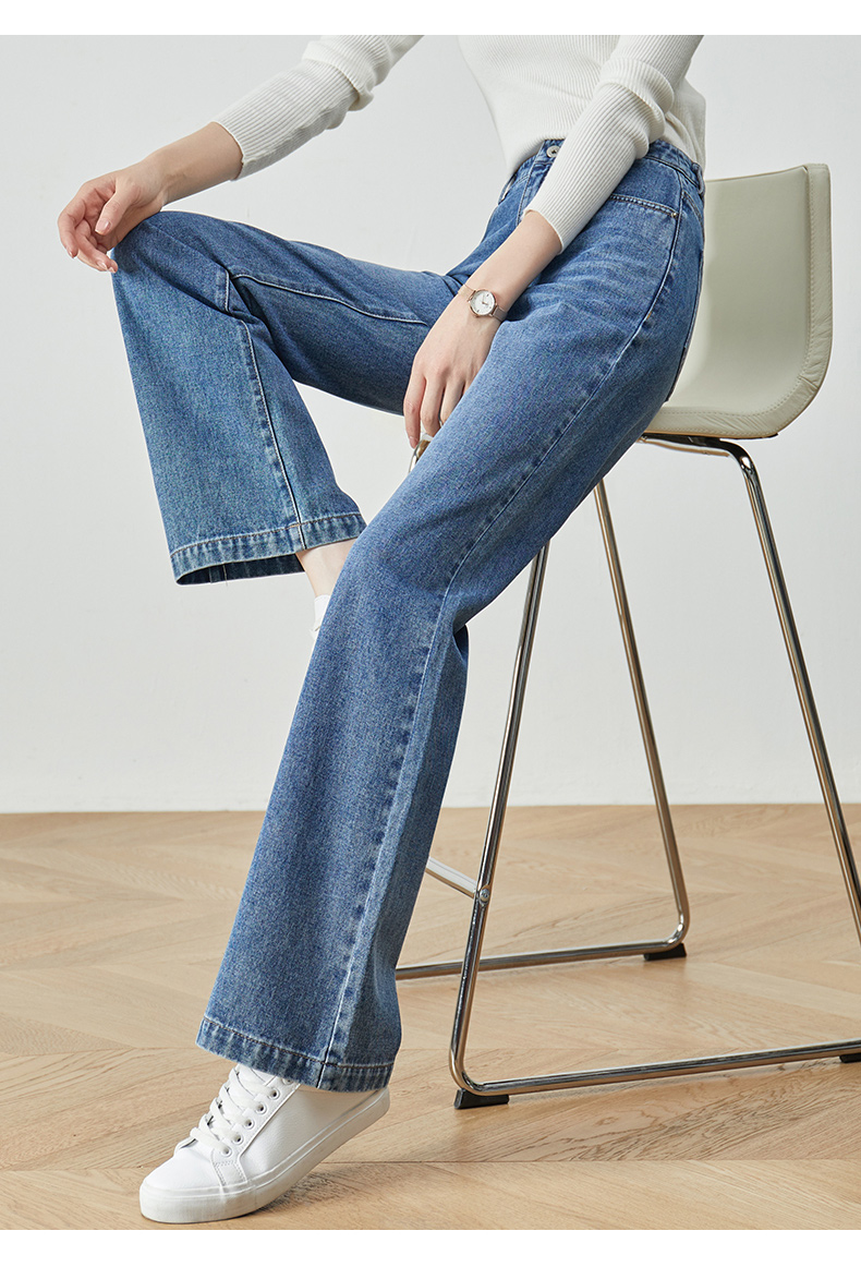 娅丽达女裤喇叭牛仔裤女2020秋季新款大码显瘦裤子高腰