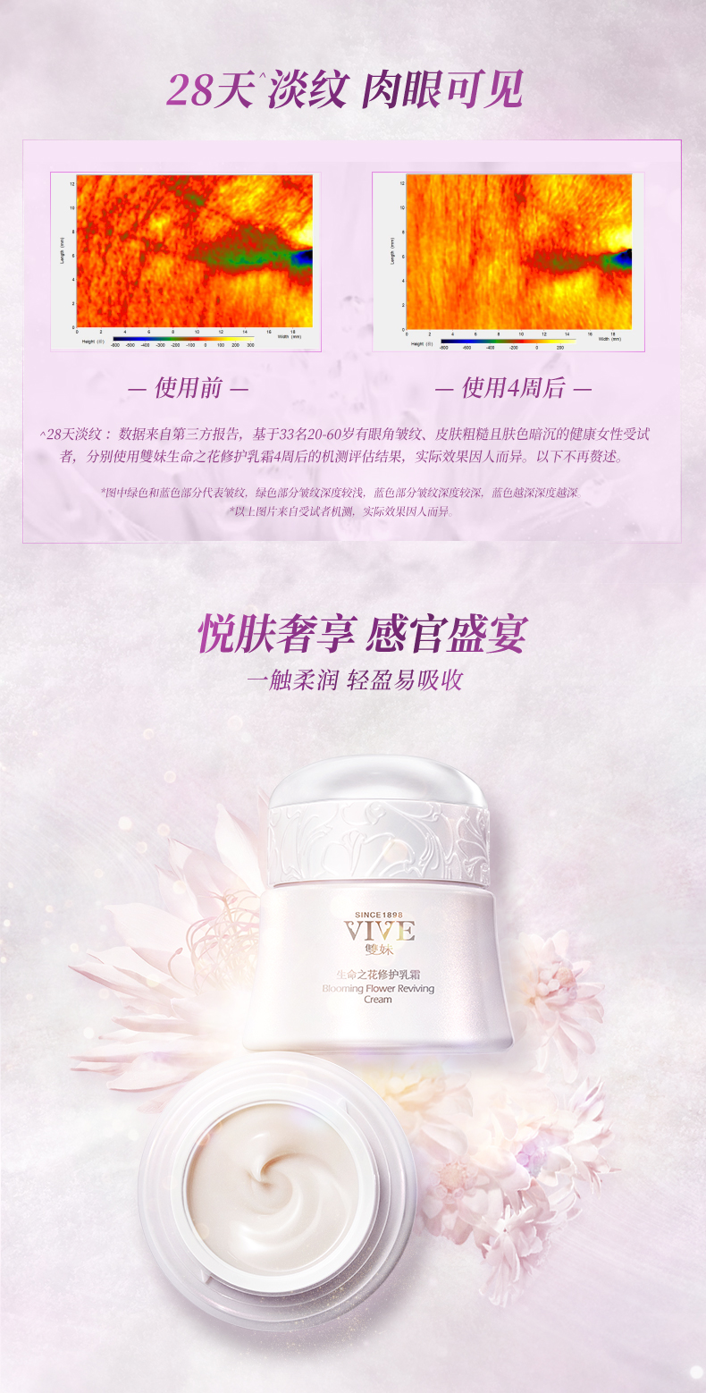 双妹（VIVE）生命之花修护乳霜抗初纹面霜紧致光滑淡纹亮肌面霜女 生命之花修护乳霜7g