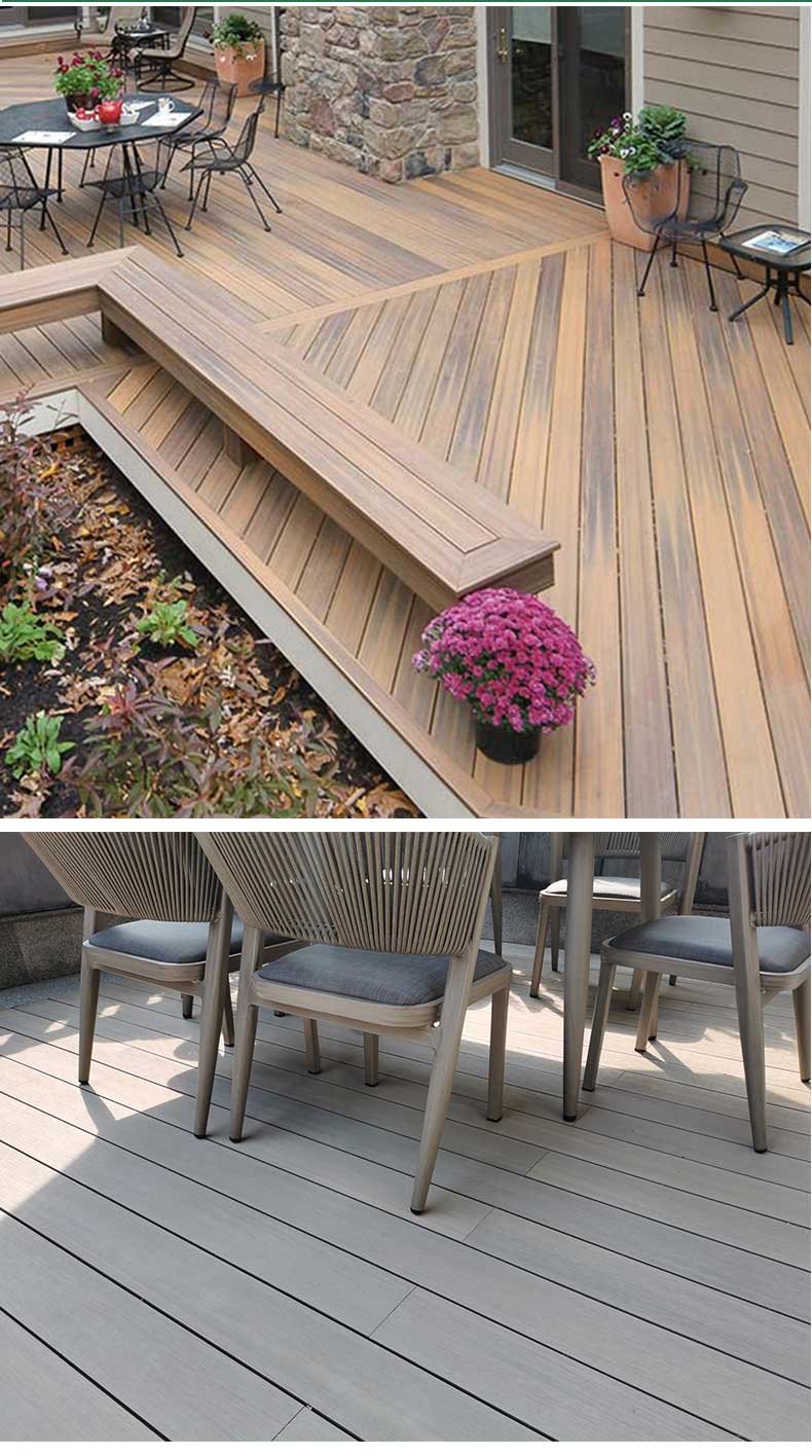 阳台花园防腐生态木塑公园庭院别墅室外地板3d浮雕柚木色出口版1㎡