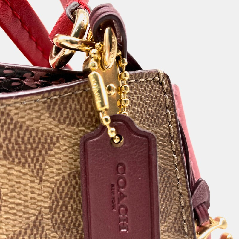 蔻驰coachdreamer21系列经典拼皮手提包卡其色拼