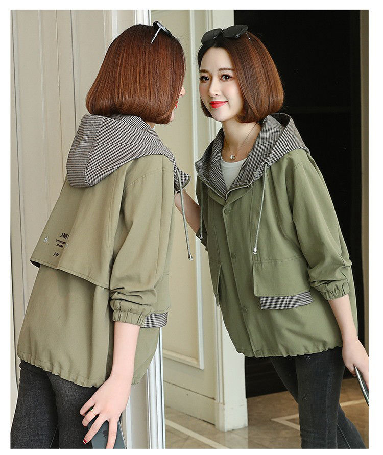 楚馨2020秋装新款秋季女装春秋百搭韩版休闲宽松女士小个子连帽印花