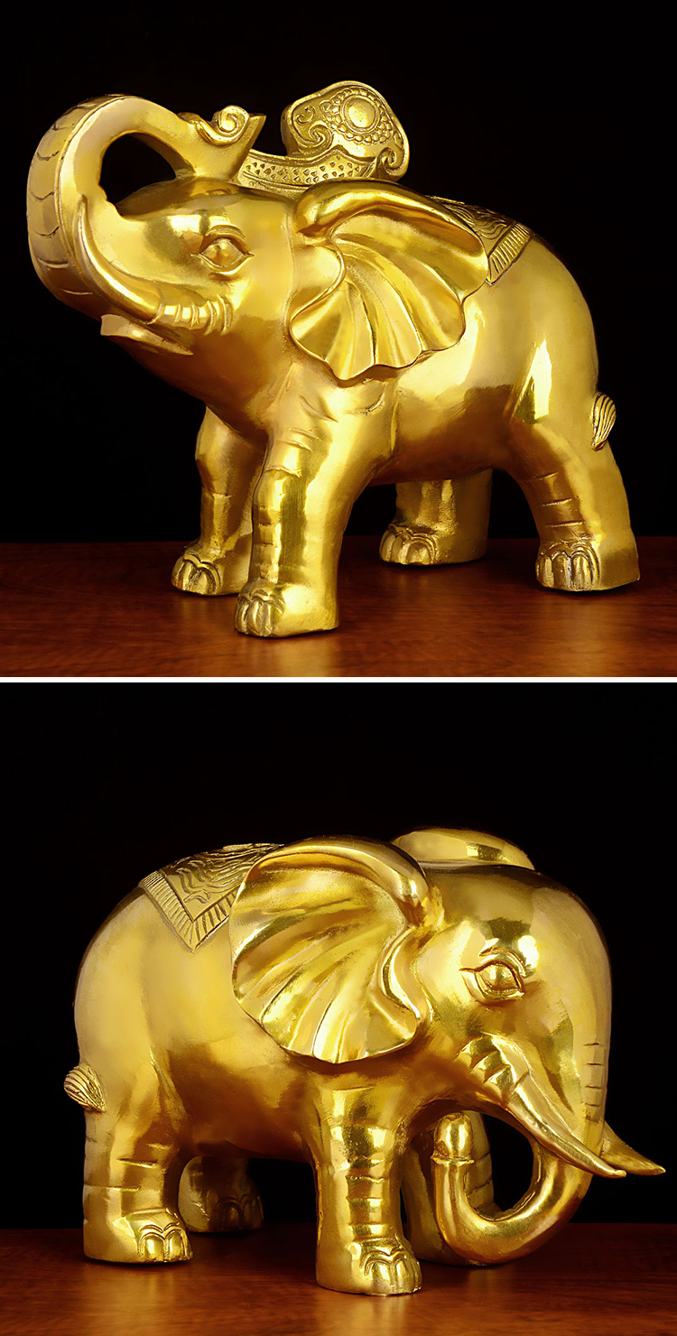 纯铜师傅打造铜大象摆件铜工艺品旺财吸水象一对招财风水象铜象客厅