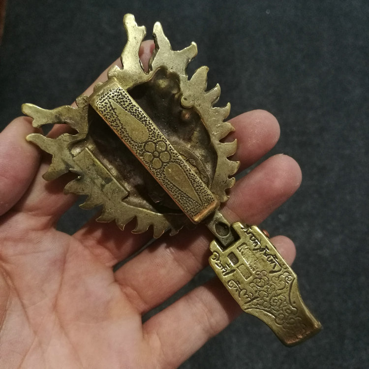 古玩杂货仿古民国龙头铜扣皮带扣钥匙扣腰扣男款招财瑞兽腰挂纯铜