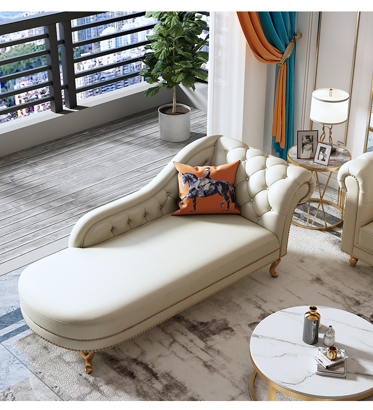 sivir贵妃椅轻奢懒人太妃美人榻卧室躺椅头层牛皮单人沙发纳帕皮海绵