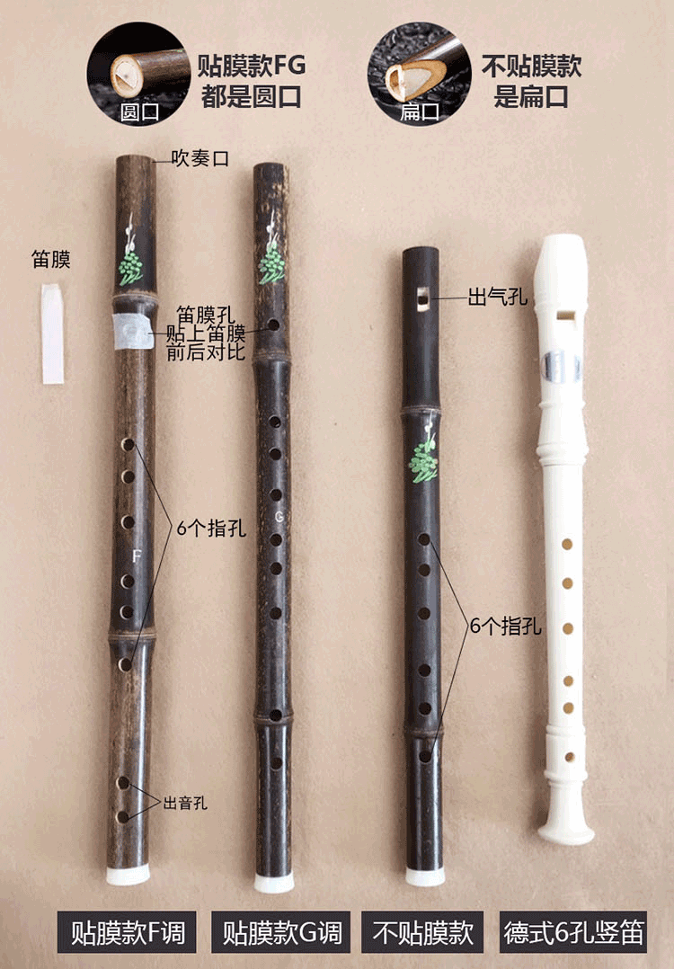 紫竹6孔笛子樂器中小學生成人兒童初學者六孔零基礎入門哨笛不貼笛膜