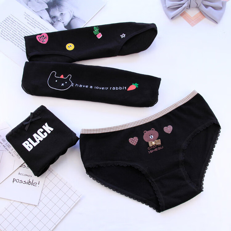 【当季新品】女童内裤纯棉三角儿童女短裤内黑色全棉中大童女孩13岁小