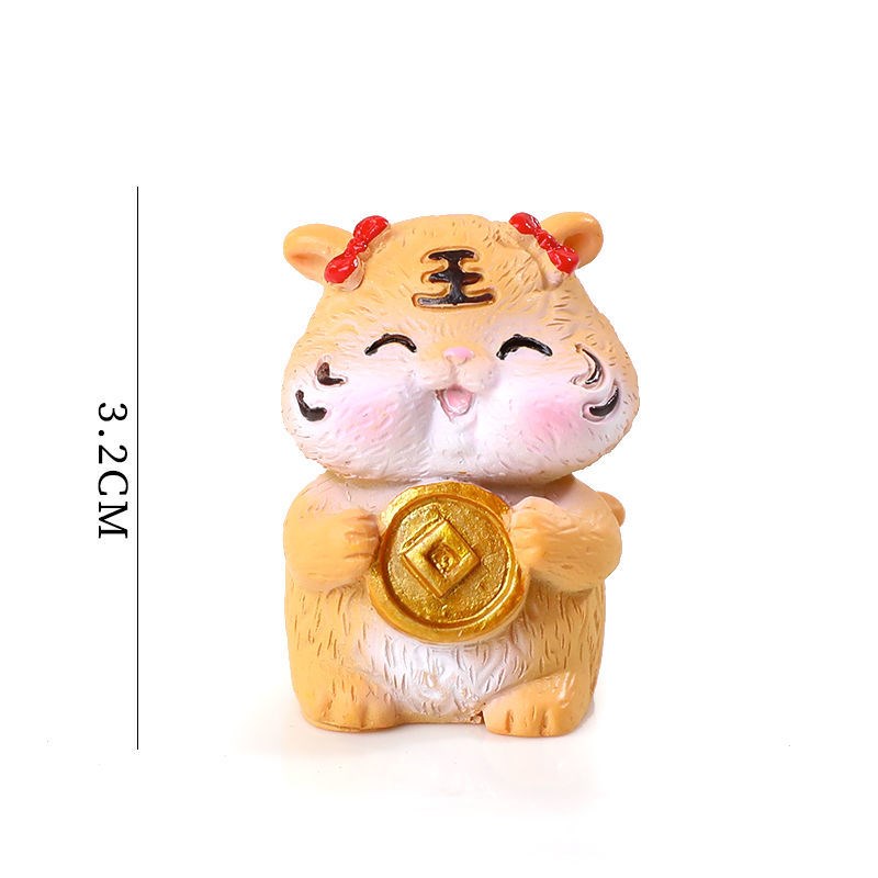 老虎摆件工艺品迷你新年礼品虎年装饰礼品小萌老虎摆件树脂办公室桌面