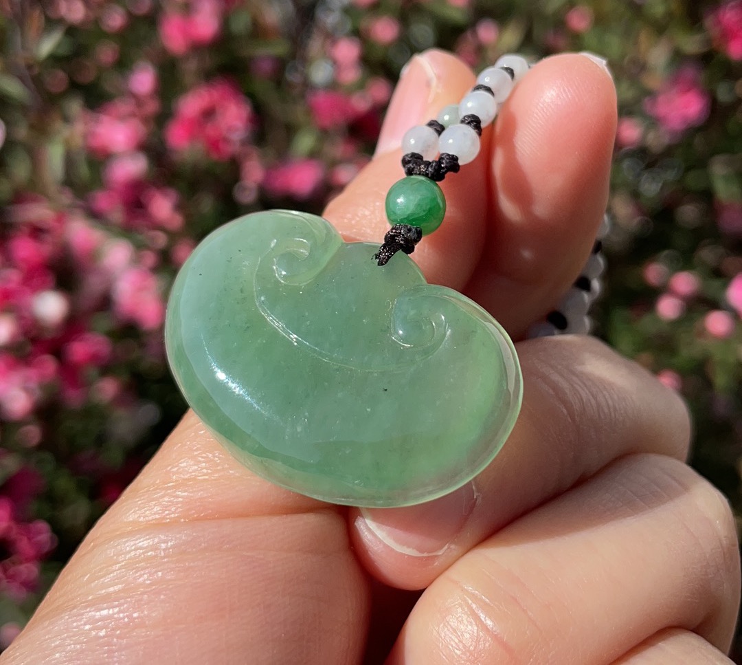 kk宝钰缅甸翡翠女款果绿冰糯种如意挂件吊坠证书新款