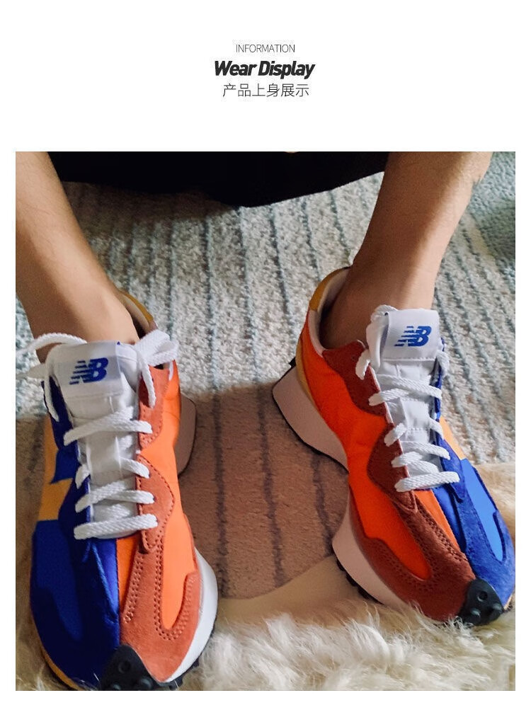 莆田官方纯原nb327复古男鞋张子枫老爹鞋女复古母情侣运动鞋 紫绿色