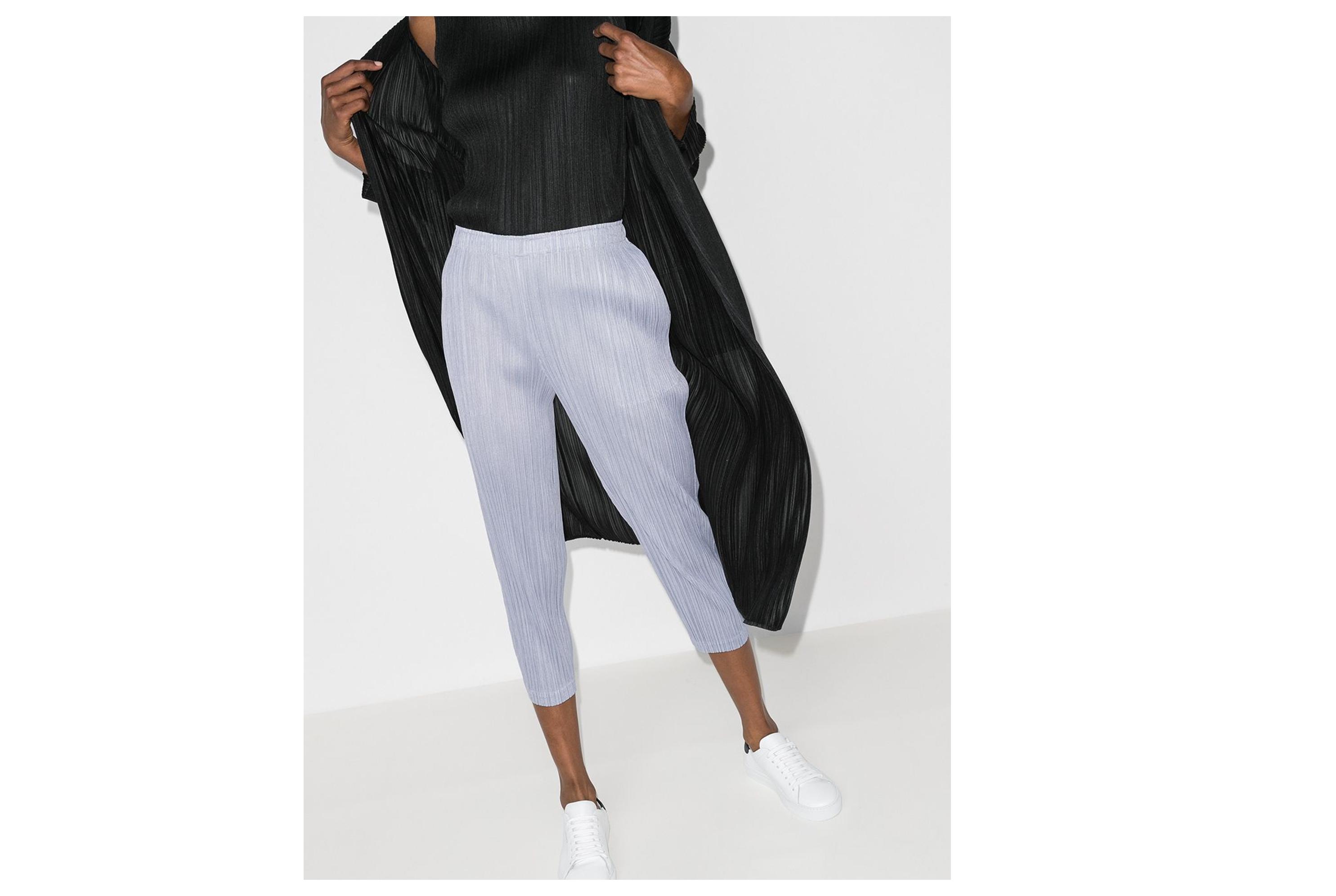 pleats please by issey miyake 20秋冬女士百褶露踝裤 黑色 4【图片