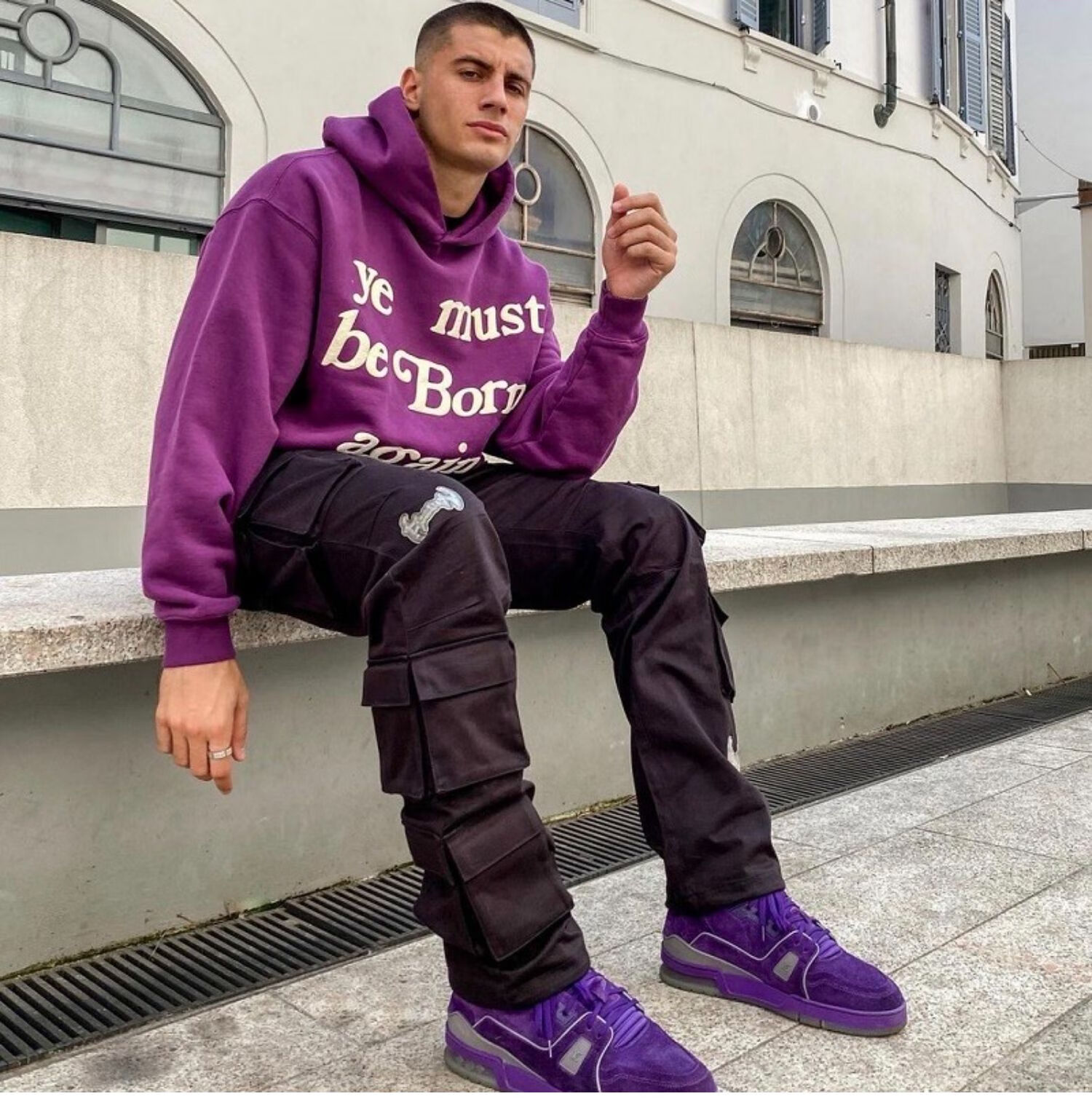 cpfm发泡字母essentials高街宽松kanyejerry紫潮牌连帽卫衣男 军绿色