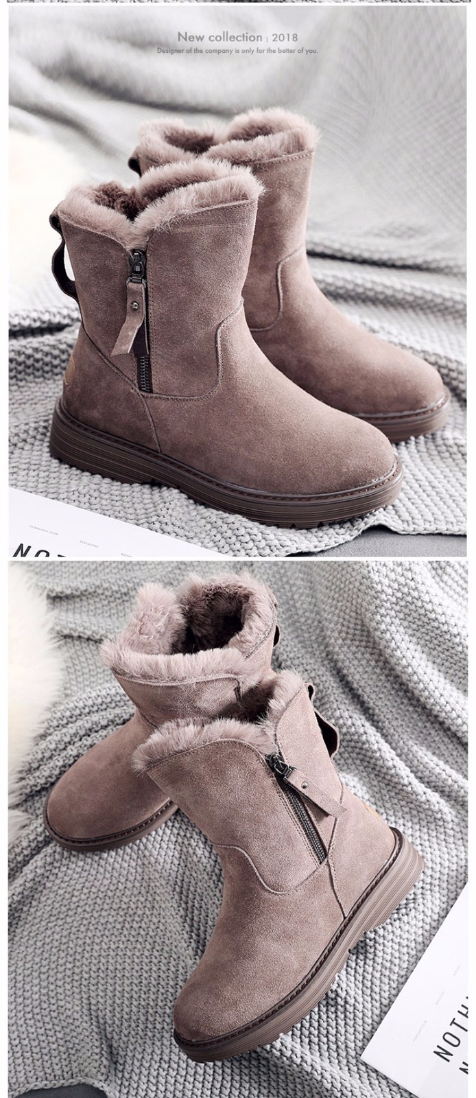 法国梦时力新款雪地靴豆沙色尊贵版40