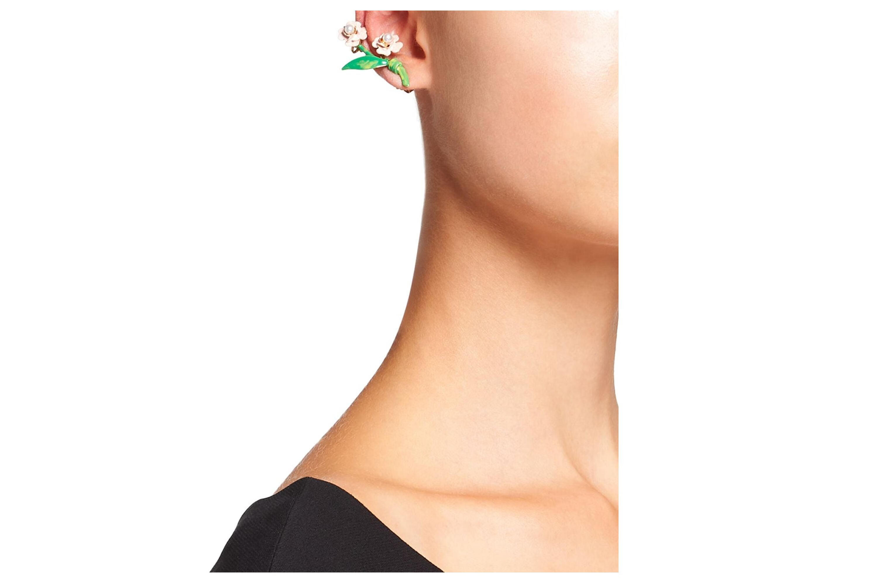 普拉达(prada)20秋冬女士珠饰镶嵌花卉造型耳环 粉色 均码【图片 价格