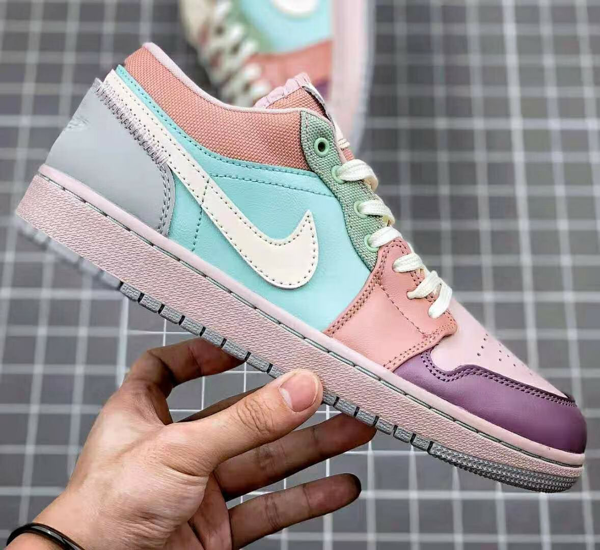 【官方旗舰】aj1low马卡龙 粉白 紫粉男鞋女鞋休闲低帮篮球鞋 粉紫绿