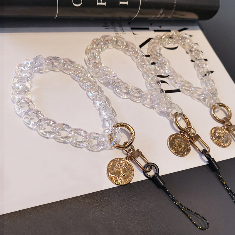 xeruio手机挂绳手腕绳短款透明锁链高端女款挂件适用苹果oppo华为vivo