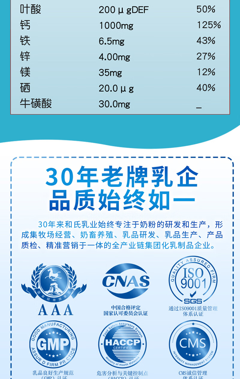 和氏羊奶粉配料表图片