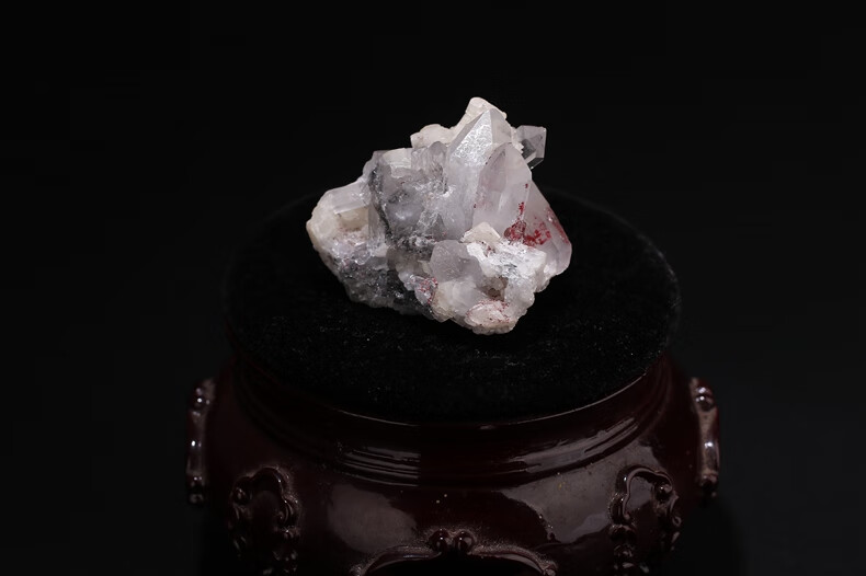 辰世原矿朱砂晶体矿标三收藏级辰砂石水晶工艺品玄关