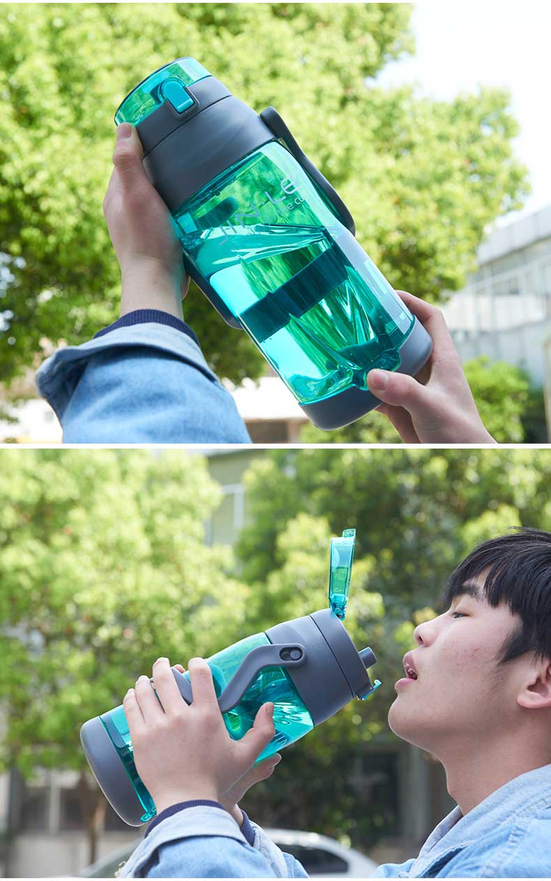 r500ml至2500ml防摔耐高温超大容量太空杯水杯便携式户外运动水壶灰色