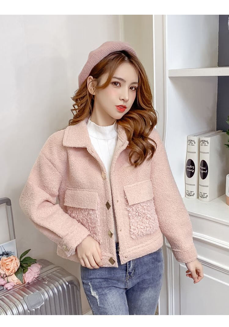 抒函 秋冬季仿羊羔毛短款外套女2020新款时尚百搭韩版休闲仿皮毛一体