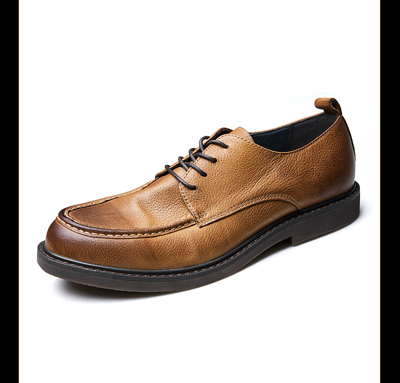 skap vry英伦风牛皮休闲皮鞋男士秋冬商务正装头层牛皮鞋软底软皮系带