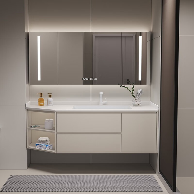 设计师定制斜角切角浴室柜卫生间拐角斜面柜洗手台侧边置物异形洗脸盆