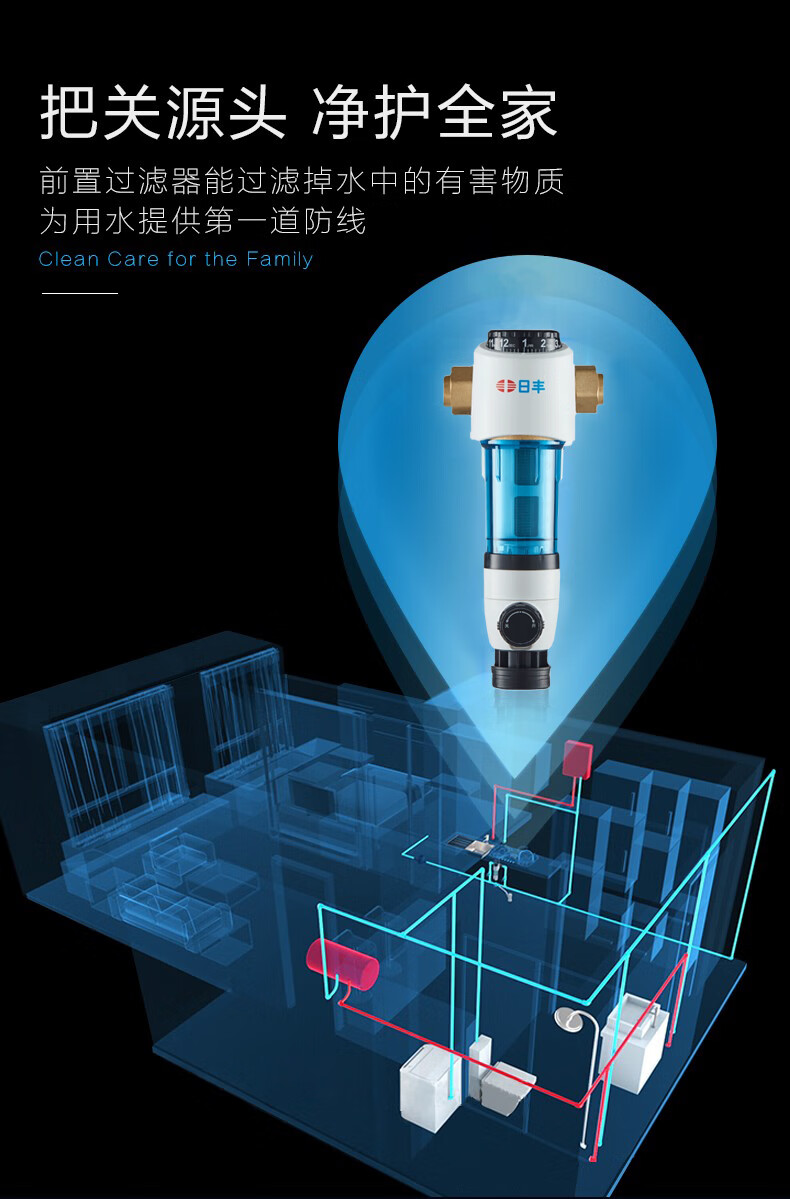 精选好货定制日丰前置过滤器二代家用二代自来水全屋净水器反冲洗过滤