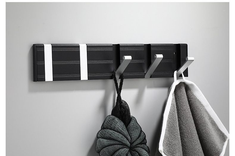 jiswdeng京世威登 黑色创意浴室挂钩卧室太空铝玄关卫生间挂衣钩隐藏