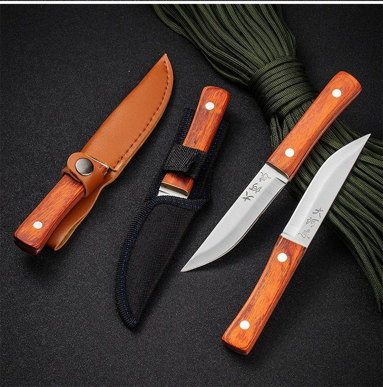 切肉刀家用水果刀便携户外刀具 1把【大河家红柄手把刀】 刀套【图片