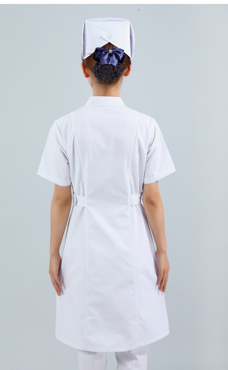 护士服外套冬长袖女装修身白大褂加厚装店服偏襟立领美容工作服 蓝色