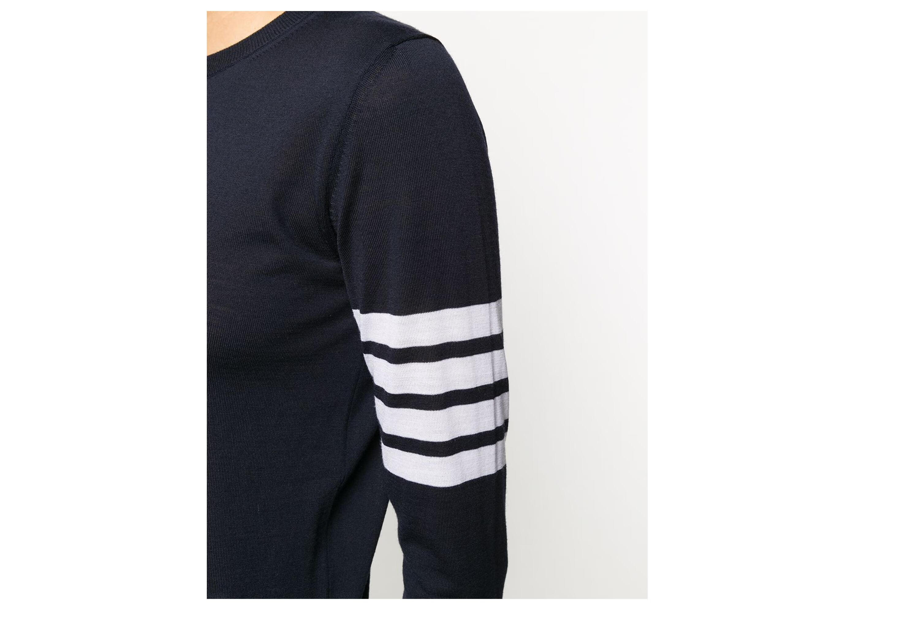 汤姆 布朗(thom browne)20秋冬女士条纹衣袖针织毛衣 蓝色 it38【图片