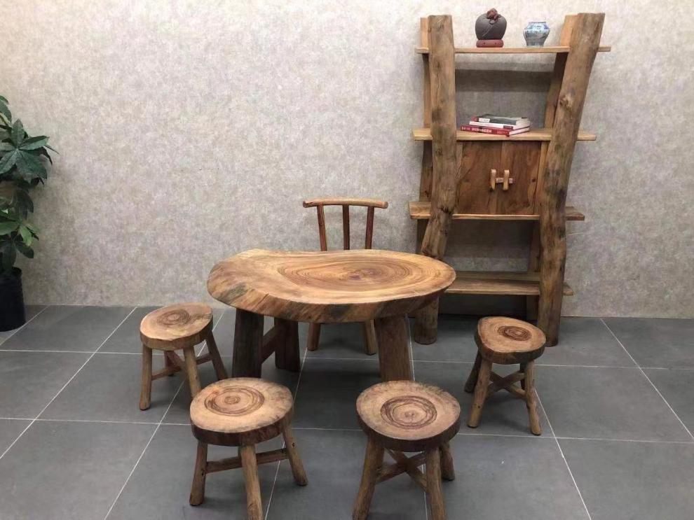 向发轻奢品牌香樟木茶桌家用小茶台套装家用原木色生态茶几实木阳台茶