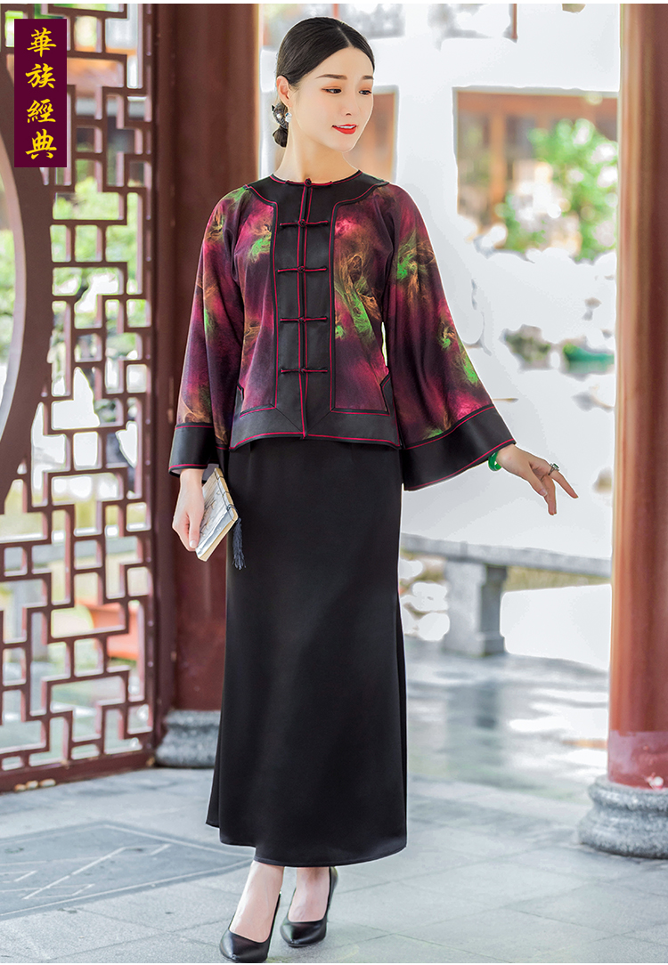 华族经典对襟唐装上衣女秋季新款重工倒大袖中式圆领改良版中国风