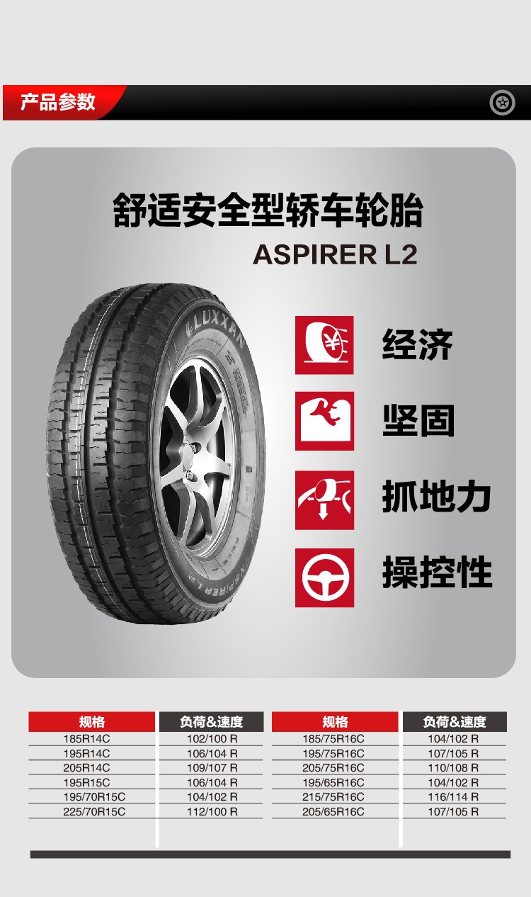 路迈轮胎luxxan21575r16c116114qinspirerl2耐磨商用车胎