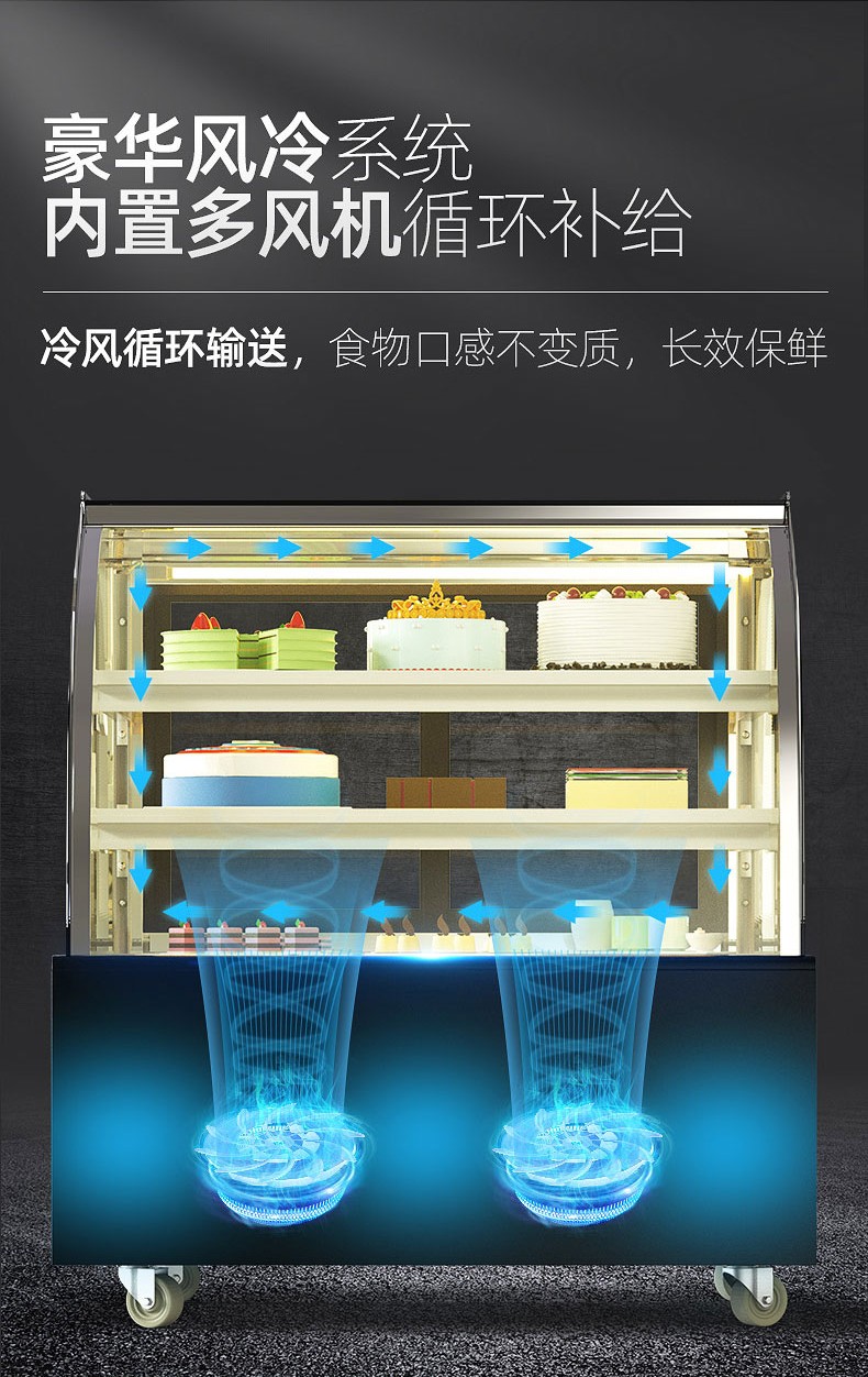 展示柜冷藏玻璃陈列柜水果寿司保鲜熟食柜市柜白色直角风冷除雾后开门