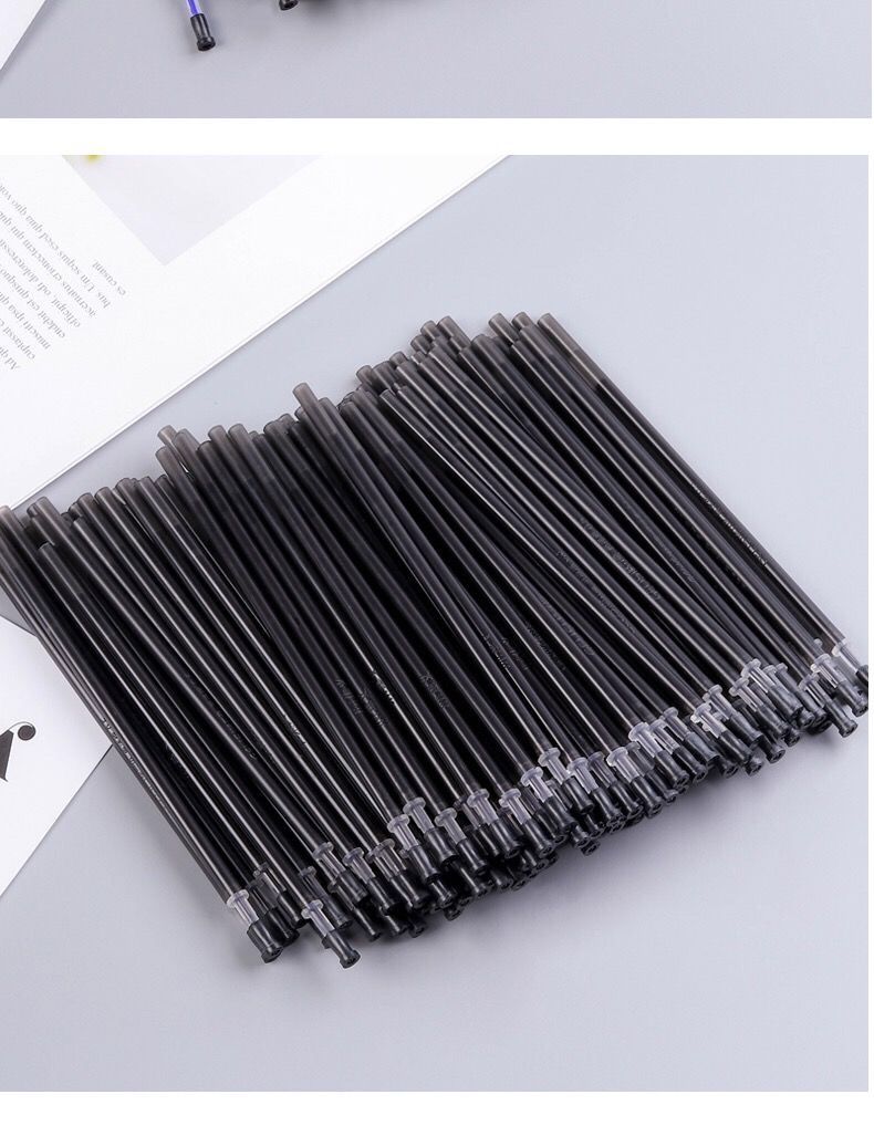 5黑蓝色水笔替芯学习用品旭泽 碳黑可擦笔芯 100支笔芯送10支笔8橡皮