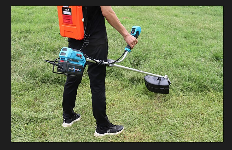 随峰拖把电动割草机锂电打草机大功率除草机电瓶车割草机小型家用草坪