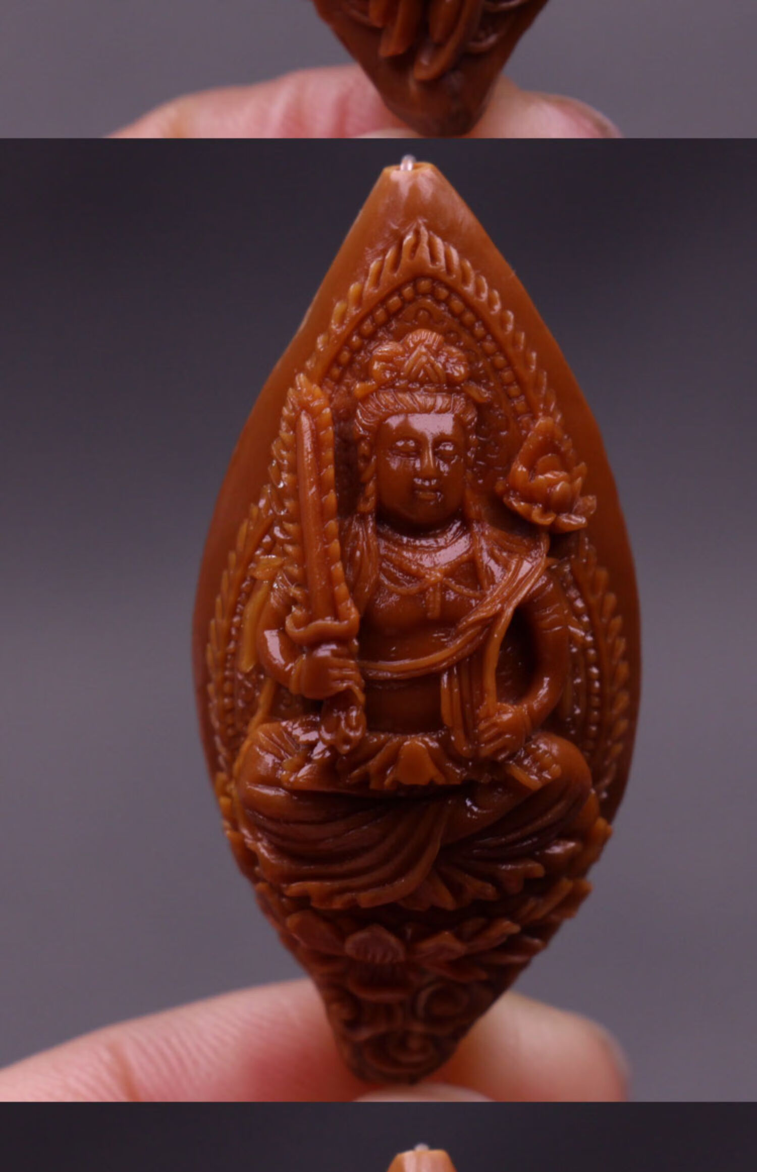 虚空藏菩萨单籽橄榄核雕刻挂件舟山苏工名家纯手工雕刻文玩吊坠【图片