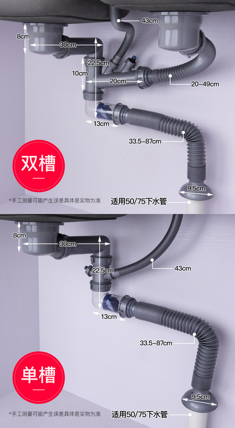 潛水艇廚房水槽洗菜盆下水管配件雙槽套裝洗碗盆洗菜池下水器水池排水