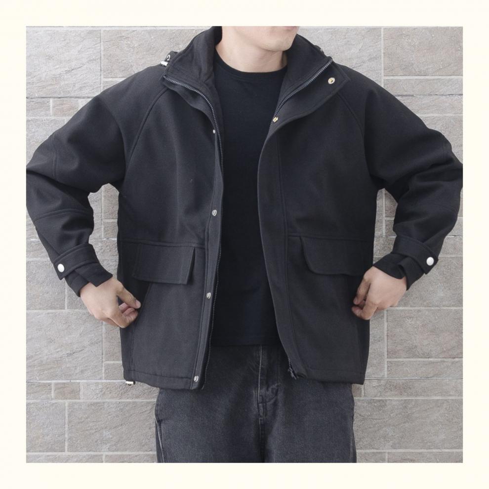 mosonny tee轻奢品牌冬季棉衣男外套潮加绒加厚连帽工装毛呢夹克潮流