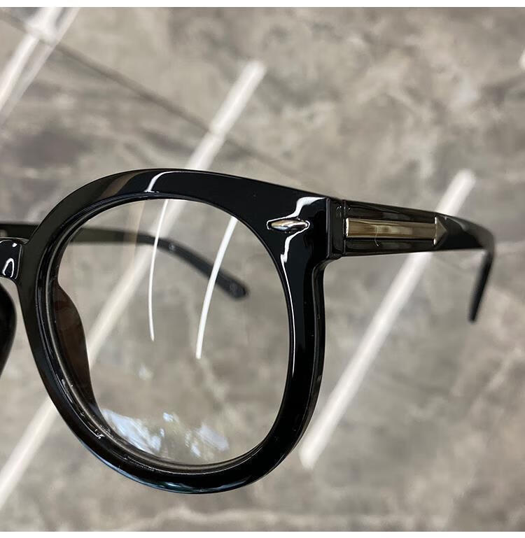复古黑框眼镜女gm素颜大框黑粗框镜网红眼镜框架敲好看亮黑色送盒布无
