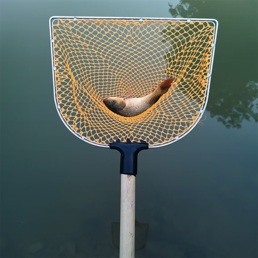 康烾 木柄抄网捞鱼网兜养殖水产手抄网鱼网捞鱼抄网头渔具卖鱼大鱼 黄