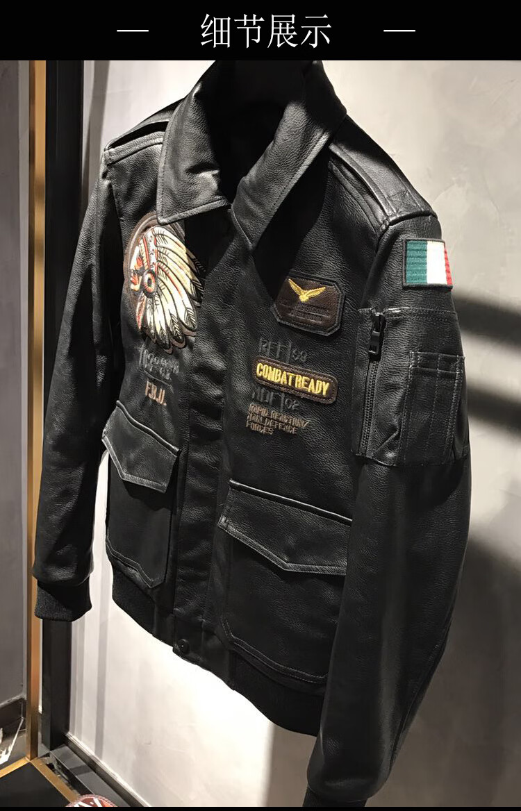 欧棒(orlbiorny) 飞行夹克 美国空军飞行员夹克男皮衣空军青年潮牌